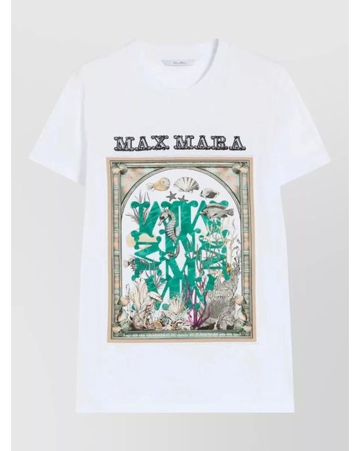 Max Mara White Classic Straight Fit Crew-Neck T-Shirt For