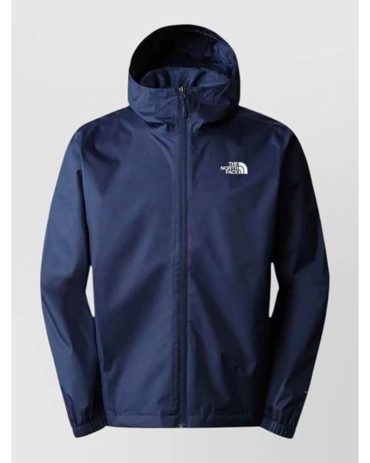 The North Face Blue Hooded Silk Nylon Coat Elastic Cuffs for men