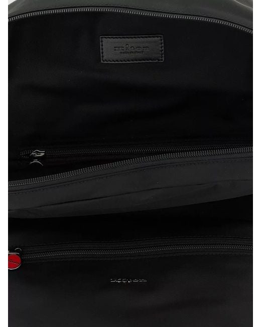 Kiton Black Logo Backpack Top Handle Adjustable Straps for men