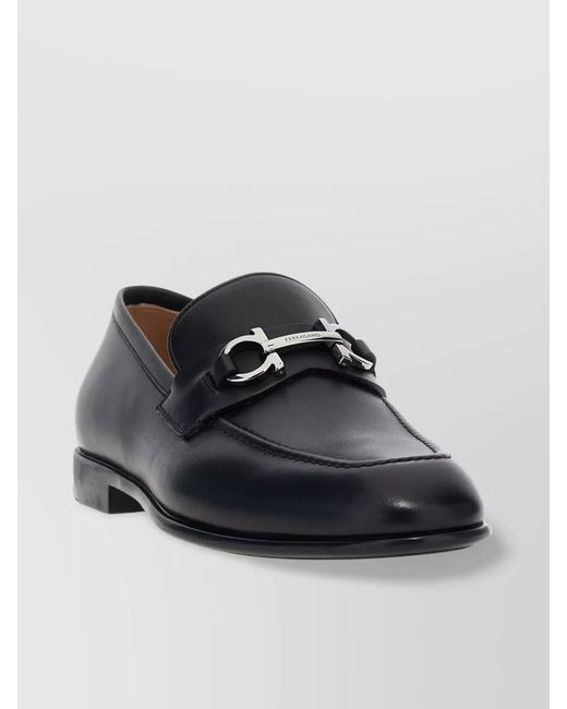Ferragamo Black Calf Leather Loafers for men