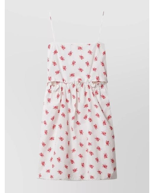 Miu Miu Pink Floral-Print Midi Dress