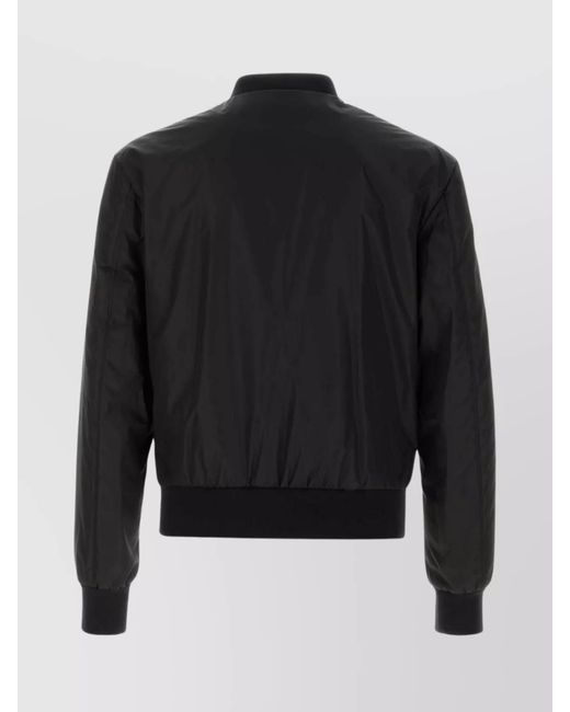 Dolce & Gabbana Black Nylon Logo Plaque Bomber Jacket for men