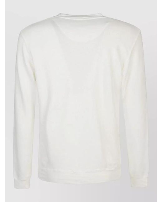 Original Vintage White Cotton Linen Blend Crew Neck Sweatshirt for men