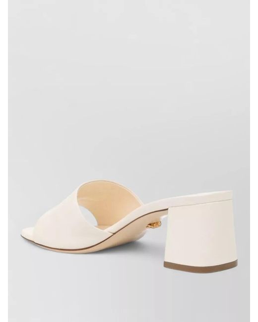 Versace Natural Mules Block Heel Open Toe Square