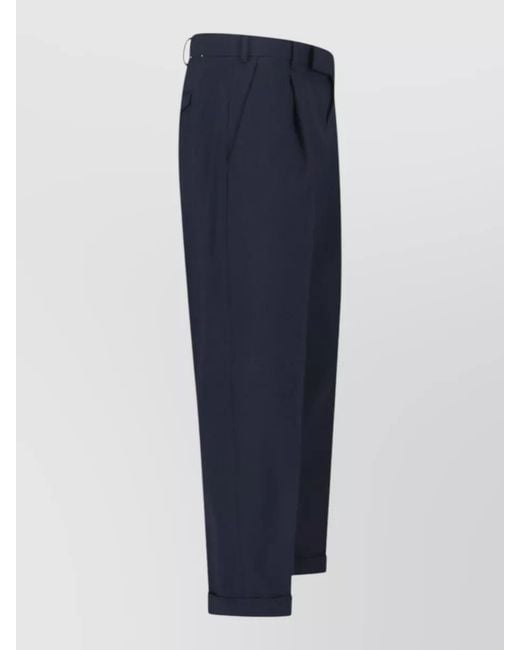 PT Torino Blue Straight-Leg Tailored Trousers for men