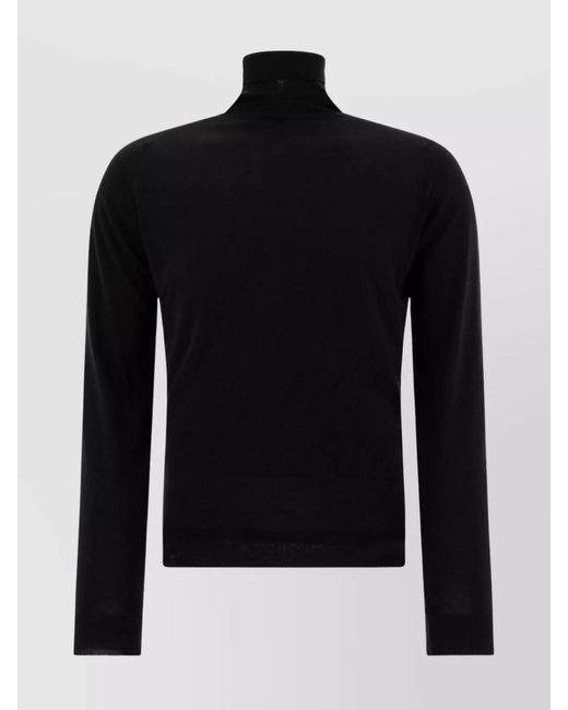 John Smedley Black Merino Wool Fine-Knit Turtleneck Jumper for men
