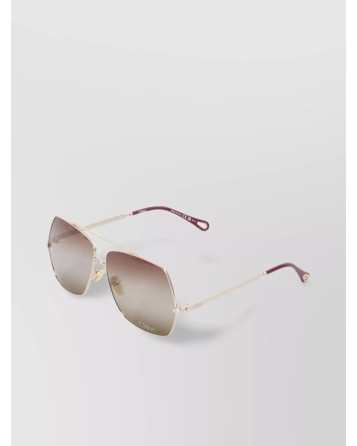 Chloé White Square Frame Aly Sunglasses With Gradient Lenses