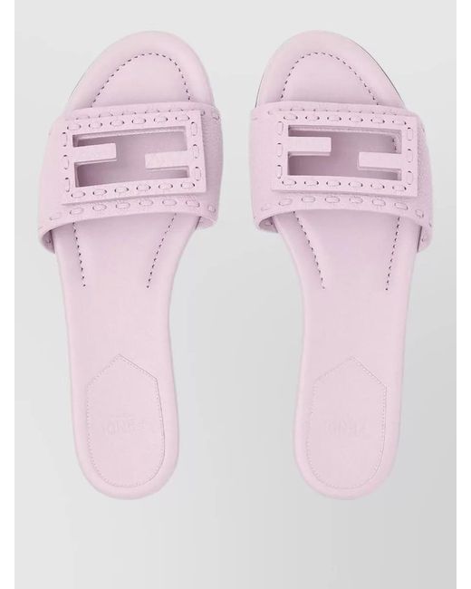 Fendi Pink Silk Nylon Flat Sole Open Toe Slides