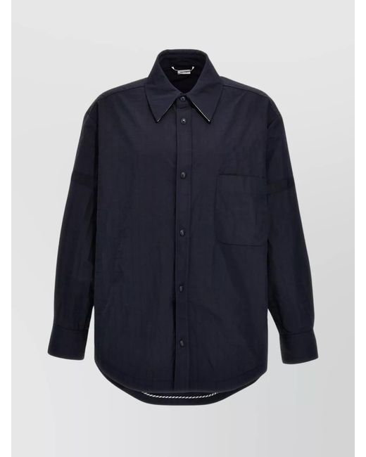 Thom Browne Blue Snap Front Overshirt for men