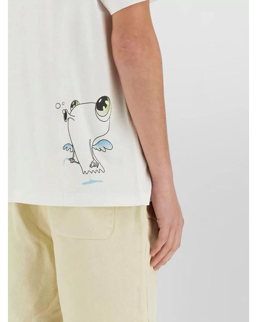 3.PARADIS White Edgar Plans Graphic Logo Crew Neck T-Shirt for men