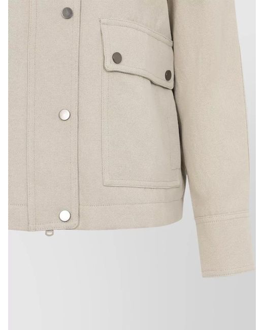 Brunello Cucinelli Natural Cotton Linen Single Breasted Coat