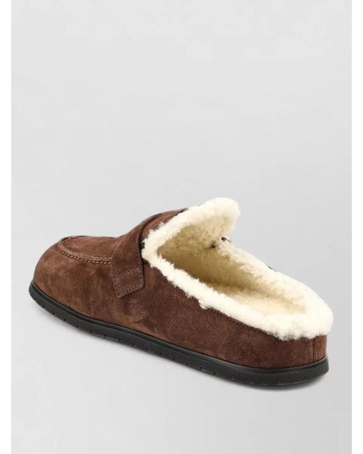 Prada Brown Fussbett Suede Buckle Rubber Sole Slippers