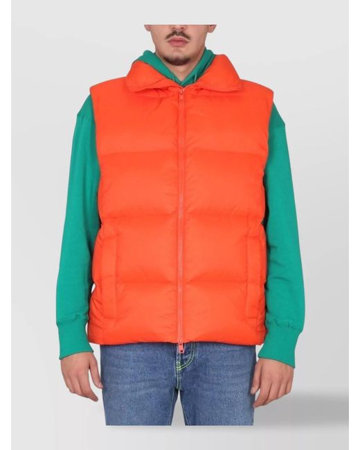 MSGM Orange High-Neck Zip Vest for men