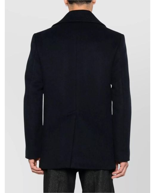 Givenchy Blue Wool Double-Breasted Peacoat for men