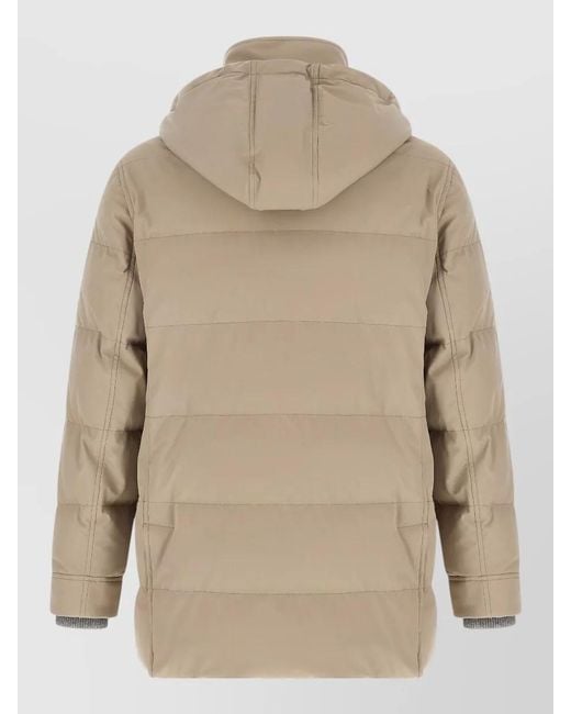 Brunello Cucinelli Natural Hooded Water Resistant Goose Down Parka for men