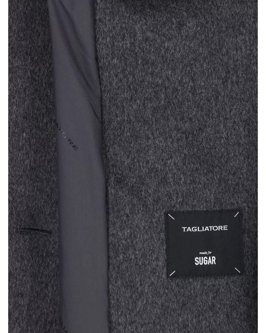 Tagliatore Black Belted Double Breasted Coat Back Vent