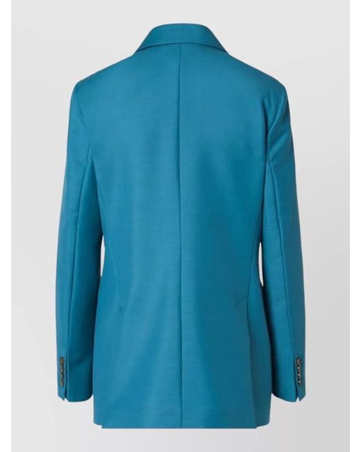Max Mara Blue Tailored Jacket Double Breasted Notched Lapels