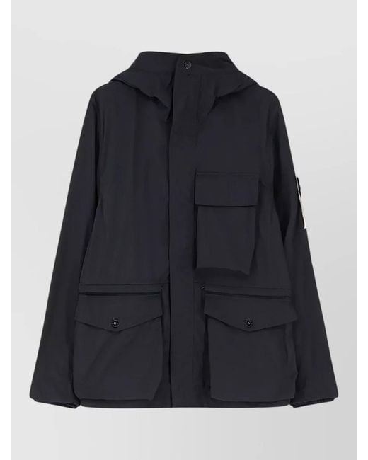 Stone Island Blue Hooded Jacket for men