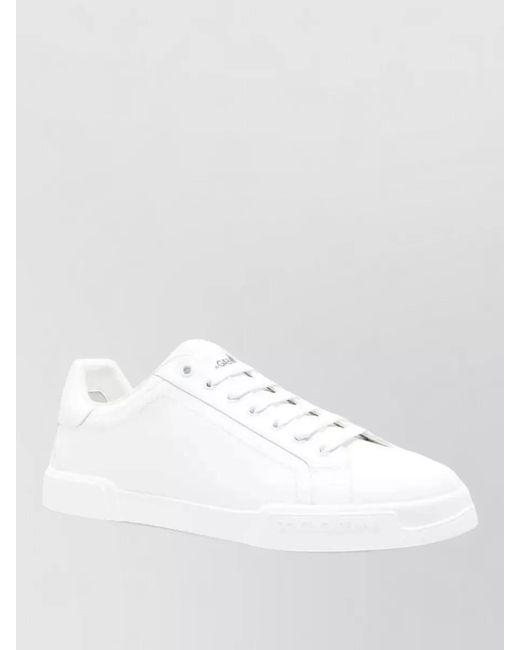 Dolce & Gabbana White Low Top Nappa Leather Sneakers for men