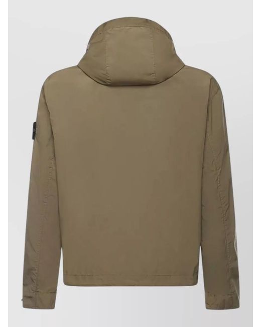 Stone Island Green Canvas Hooded Jacket Front Pockets for men