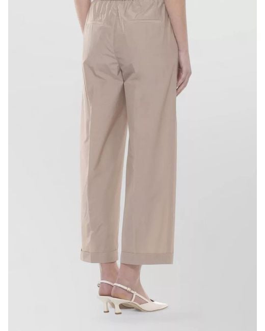 Peserico Natural Straight Leg Cotton Blend Tailored Trousers