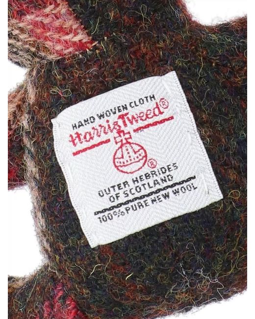 Vivienne Westwood White Wool Tartan Bear Keychain
