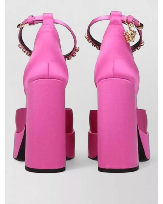 Versace Pink Satin Platform Sandals
