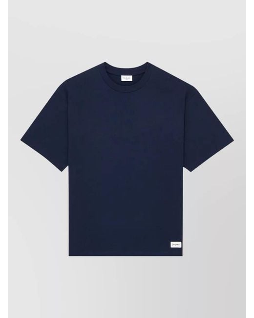 Saint Laurent Blue Logo Crewneck Short Sleeve Loose T Shirt for men