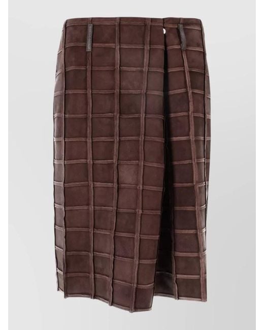 Niccolò Pasqualetti Brown Patchwork Suede Skirt Panel Belt Loops