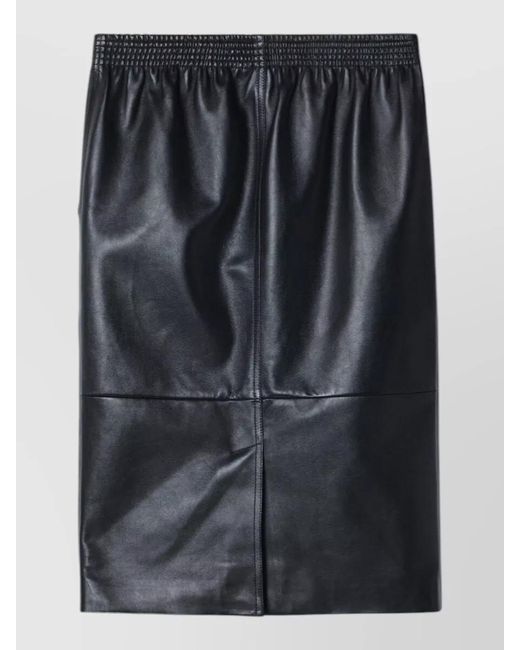 Chloé Black Leather Straight Skirt