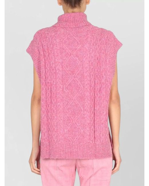Baum und Pferdgarten Pink Cilina Cable Knit Sleeveless Turtleneck Top