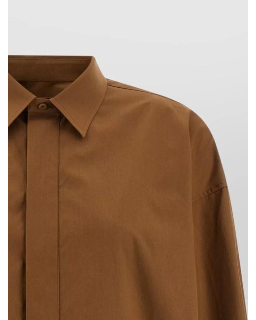 ARMARIUM Brown Candela Blouse Straight Cut Collar Buttoned Cuffs