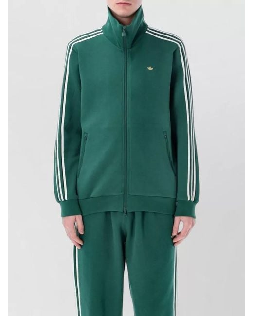 Adidas Originals Green Track Jacket Relaxed Fit High Collar for men