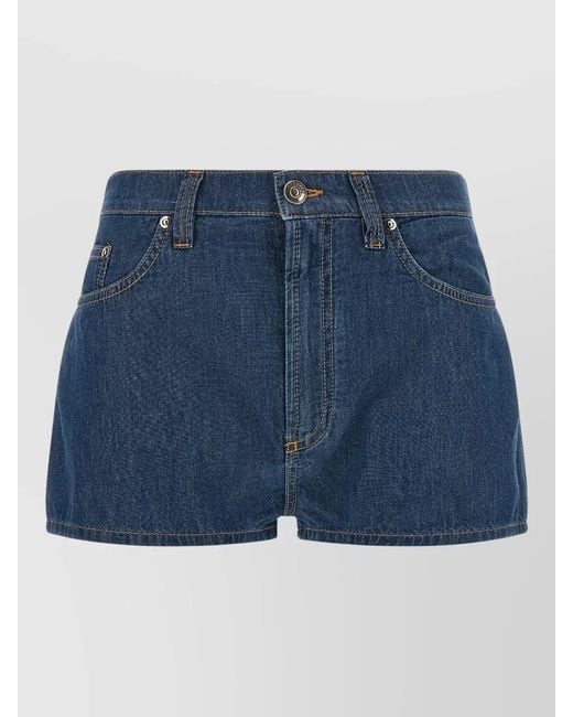 Versace Blue High-Rise Denim Shorts