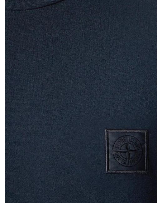 Stone Island Blue Slim-Fit Cotton Logo-Patch T-Shirt for men