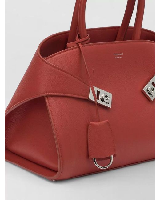 Ferragamo Tote Bag Structured Shape Top Handles Strap