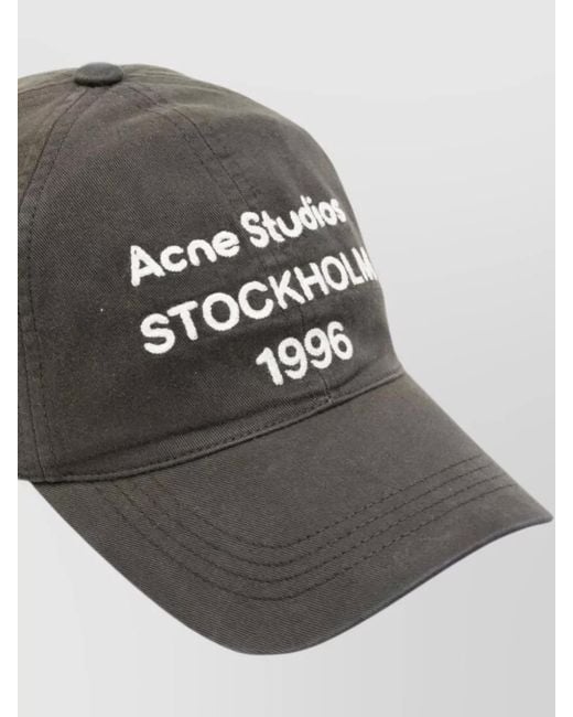 Acne Gray Cotton Logo Baseball Cap