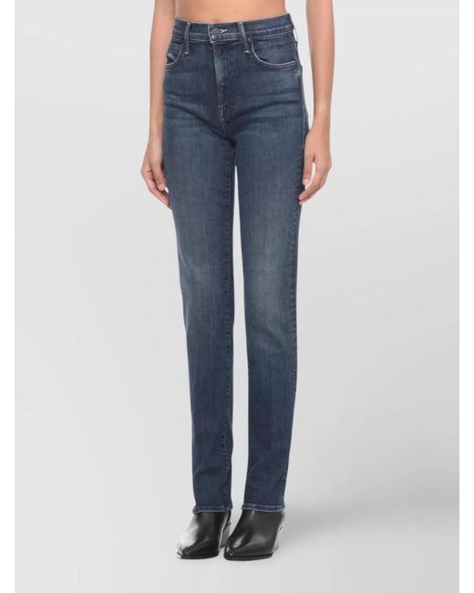 Mother Blue Denim Straight-Leg Jeans