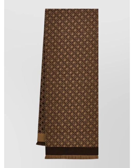 Ferragamo Brown Wool Gancini Scarf for men