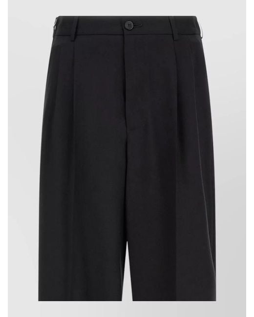 Magliano Black Wool Pleated Tailored Trousers for men