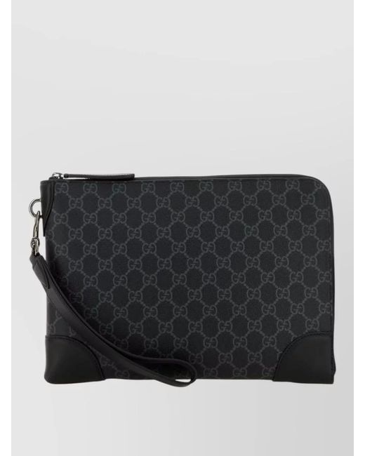 Gucci Black Printed Canvas Document Case for men