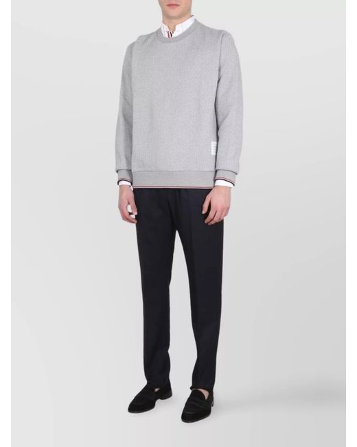 Thom Browne Gray Herringbone Cotton Sweatshirt for men