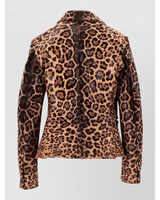 LA ROSE Brown Leather Fitted Blazer