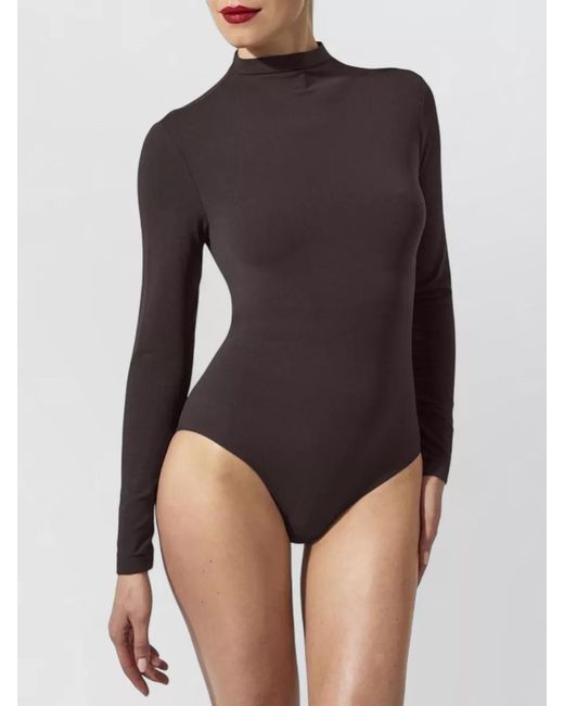 Wolford Black High-Neck Long-Sleeve Shaping Bodysuit