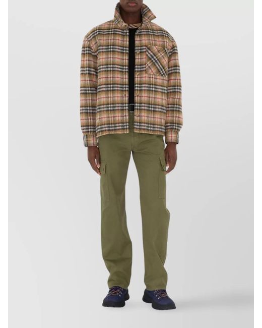 Burberry Natural Wool Checked Padded Overshirt Jacket for men
