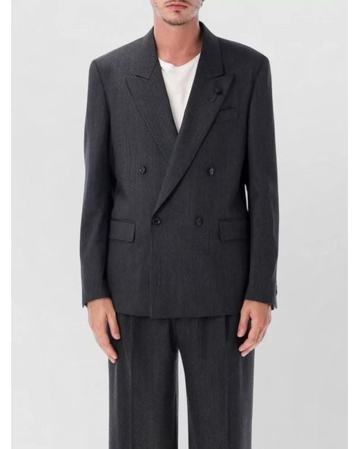 Lardini Blue Double Breasted Tailored Blazer Notched Lapel for men