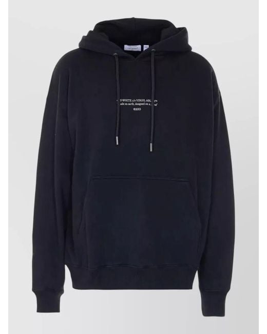 Off-White c/o Virgil Abloh Blue Skate Cotton Hoodie Kangaroo Pocket Ribbed Hem for men