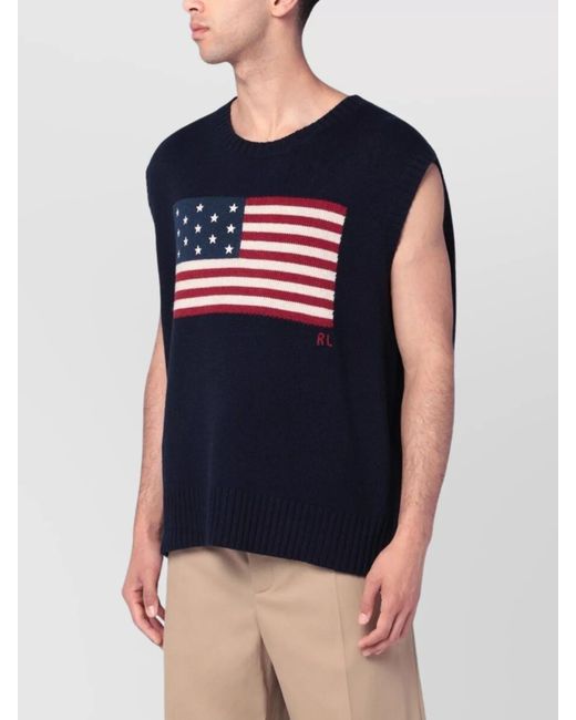 Polo Ralph Lauren Blue Wool Blend Big-Fit Vest for men