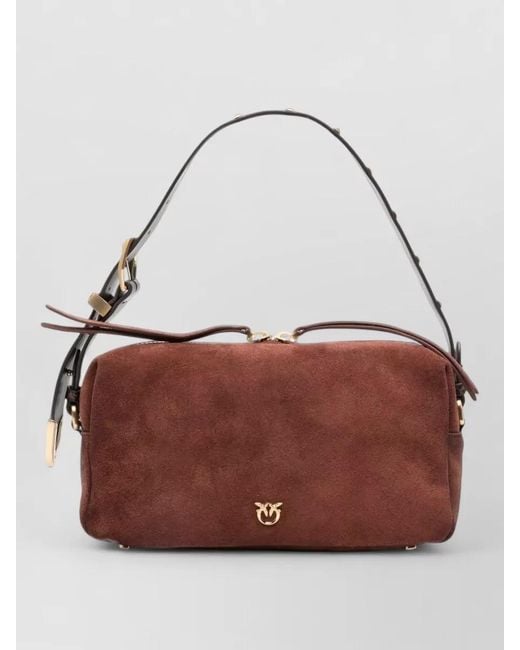 Pinko Brown Shoulder Bag Adjustable Strap Detachable Design