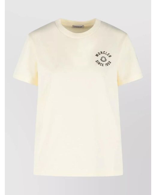 Moncler Natural Logo Cotton T Shirt Short Sleeves Crew Neck